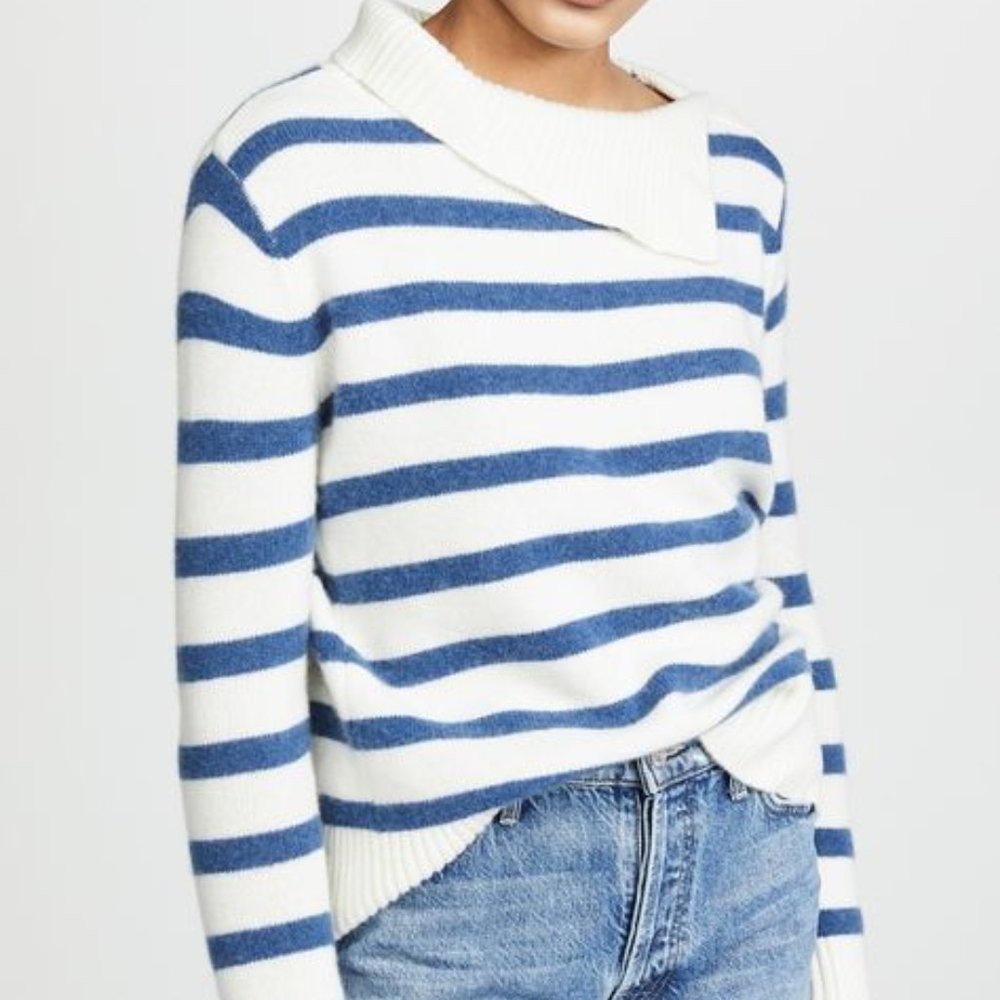 Club Monaco Byllie Striped High Neck Cashmere Pullover Women's Sweater Size S